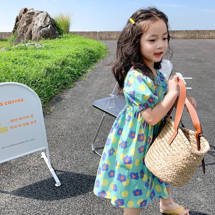 Váy Đầm Cho Bé Gái 2 Dây Họa Tiết Hoa Nhí Nền Hồng Cực Xinh Vải Thô Hàn  Quốc - Tìm Voucher