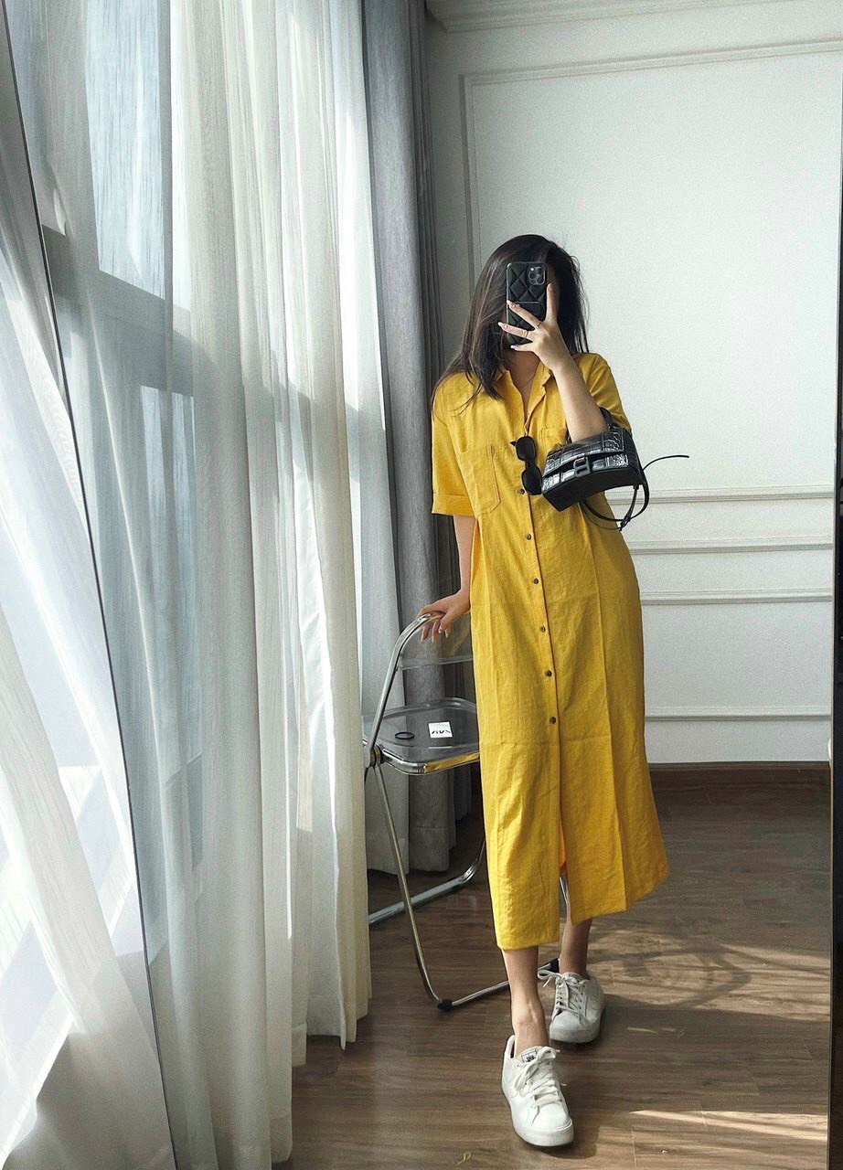 Váy sơ mi dáng dài thắt eo – Đầm sơ mi nữ form suông màu nâu vintage, chất  linen mềm mát | Shopee Việt Nam