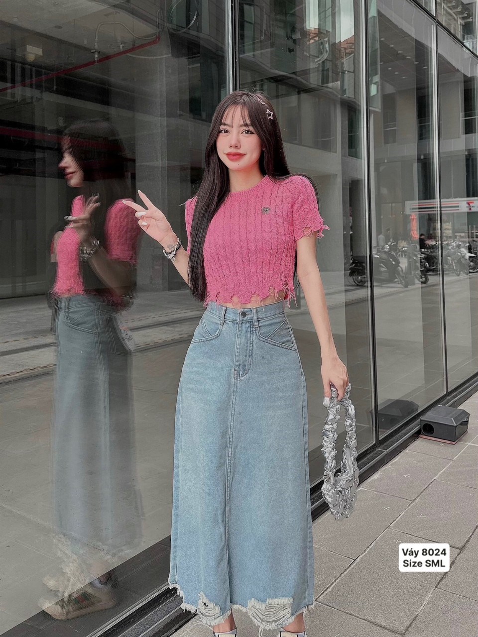 Ảnh thật] (Siêu Sale) Chân váy jean dài rách nhẹ cá tính phong cách Hàn  Quốc cao cấp H.N.M STORE | Lazada.vn